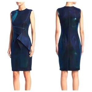 NERO BY JATIN VARMA Sleeveless Metallic Cocktail Dress In Azul Size 2